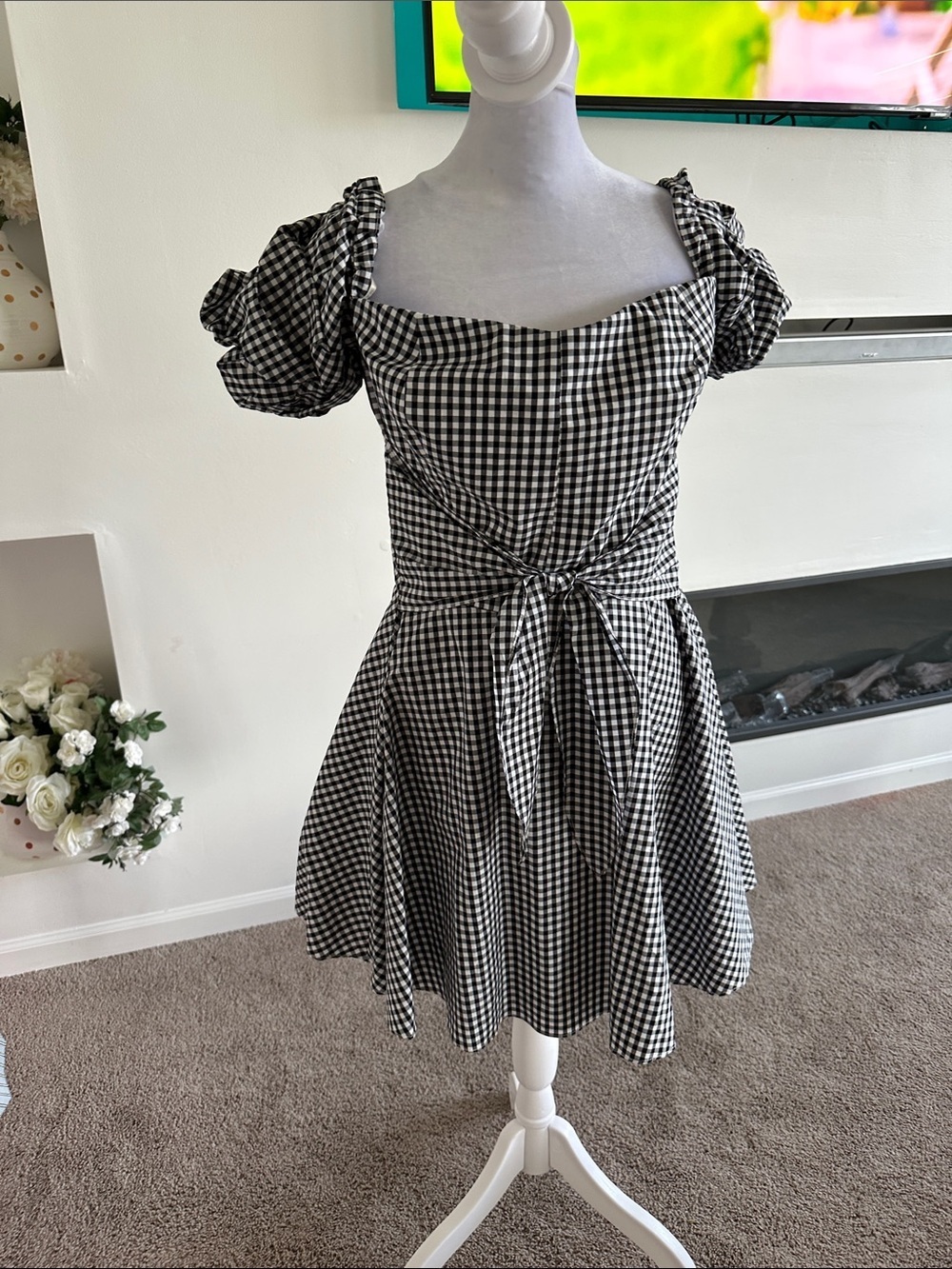 Amanda Uprichard Black and White Gingham Mini Dress - Picture 3 of 9